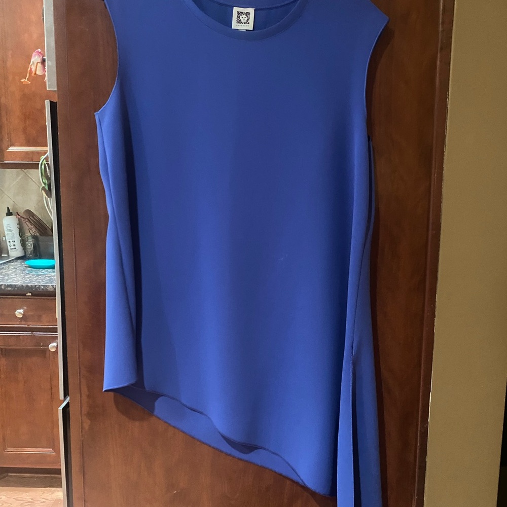 Anne Klein Cobalt Blue Sleeveless Asymmetric Tunic